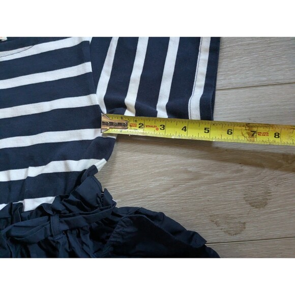 J Crew Crewcuts Short Sleeve Striped Navy Blue Pocket Dress Kids Girls Size 6 - Picture 8 of 8